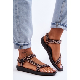 Sandale Sport Damă Satin Negru Și Bej Victory 1