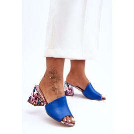 Lewski Shoes Papuci de piele pentru femei cu tocuri înalte Pantofi Leewski 3209/K Albastru 1 Lewski Shoes Papuci de piele pentru femei cu tocuri înalte Pantofi Leewski 3209/K Albastru 1