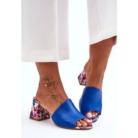 Lewski Shoes Papuci de piele pentru femei cu tocuri înalte Pantofi Leewski 3209/K Albastru 2 Lewski Shoes Papuci de piele pentru femei cu tocuri înalte Pantofi Leewski 3209/K Albastru 2