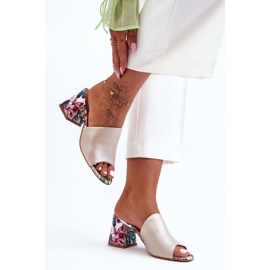 Lewski Shoes Pantofi Leski din piele cu toc înalt pentru femei 3209/K Bej perlat 1