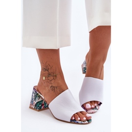 Lewski Shoes Pantofi Leski din piele cu toc înalt pentru femei 3209/K alb 1