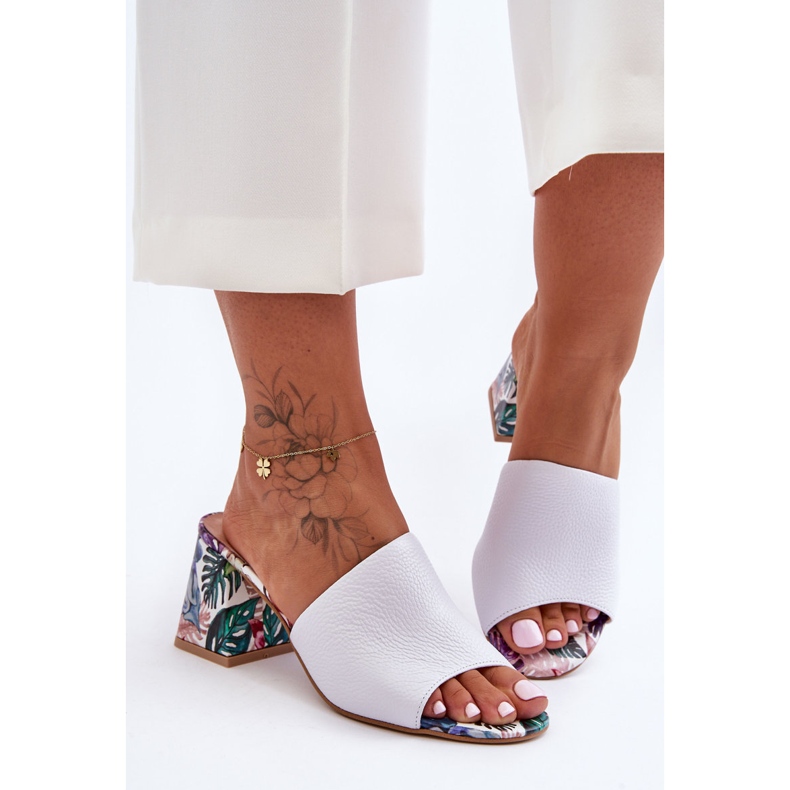 Lewski Shoes Pantofi Leski din piele cu toc înalt pentru femei 3209/K alb 1