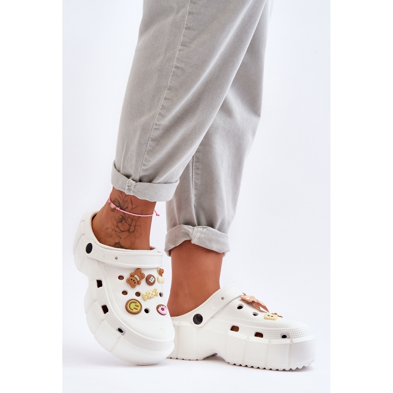Tobogani De Dama De Spuma Crocs Cu Decoratiuni Alb Marlett 1