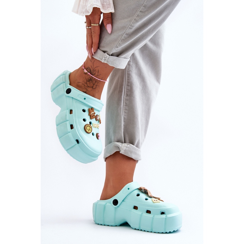 Sandale Crocs De Damă De Spumă Cu Ornament Verde Marlett 1 Sandale Crocs De Damă De Spumă Cu Ornament Verde Marlett 1