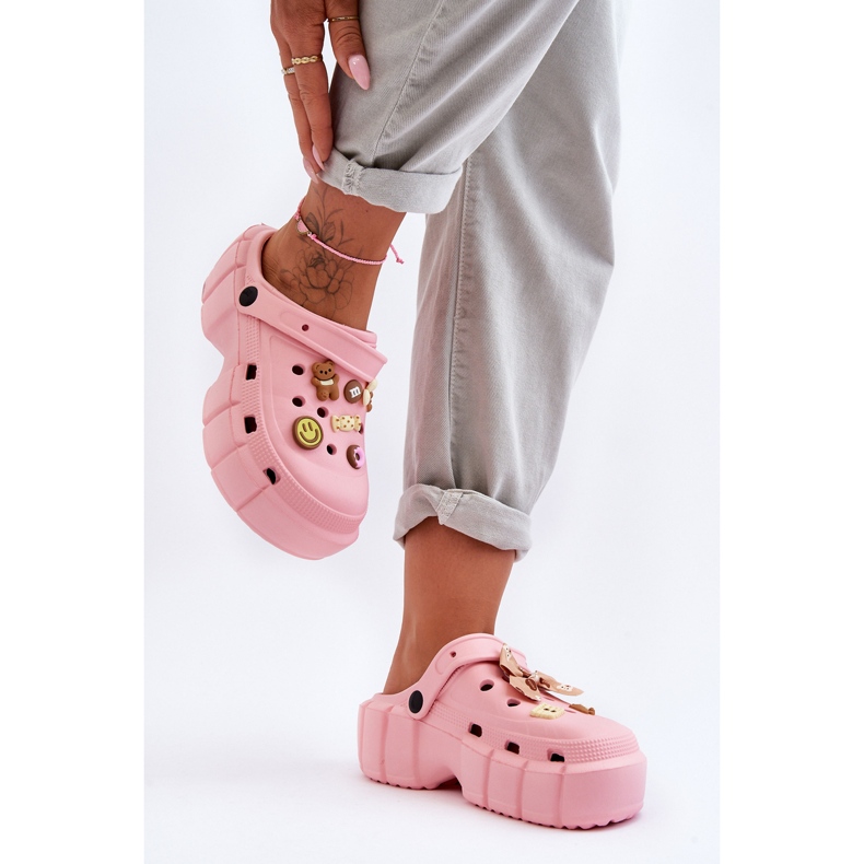 Sandale Crocs De Damă De Spumă Cu Ornamente Pink Marlett roz 2
