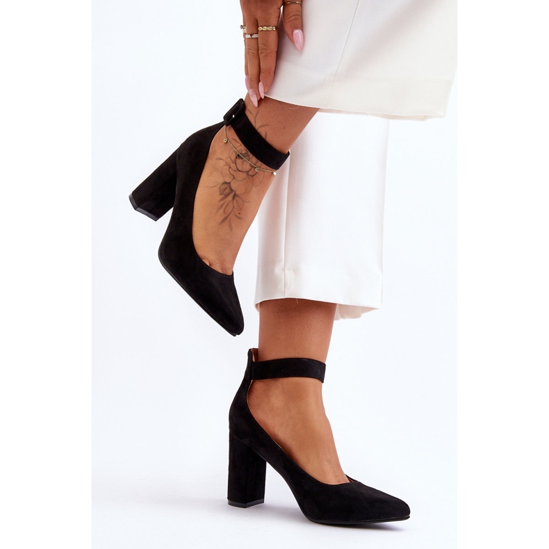 Papuci eleganti din piele intoarsa Gloria Neagra negru 2