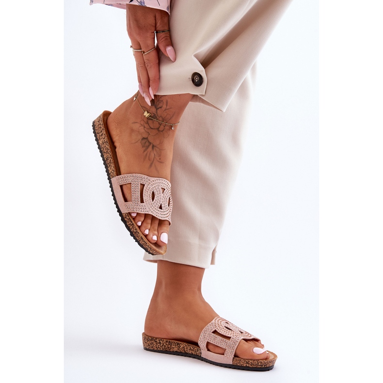 Papuci cu împânzire damă Evelins roz 2