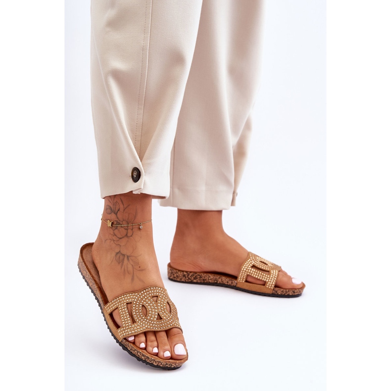 Papuci cu împânzire pentru damă Evelins maro 2