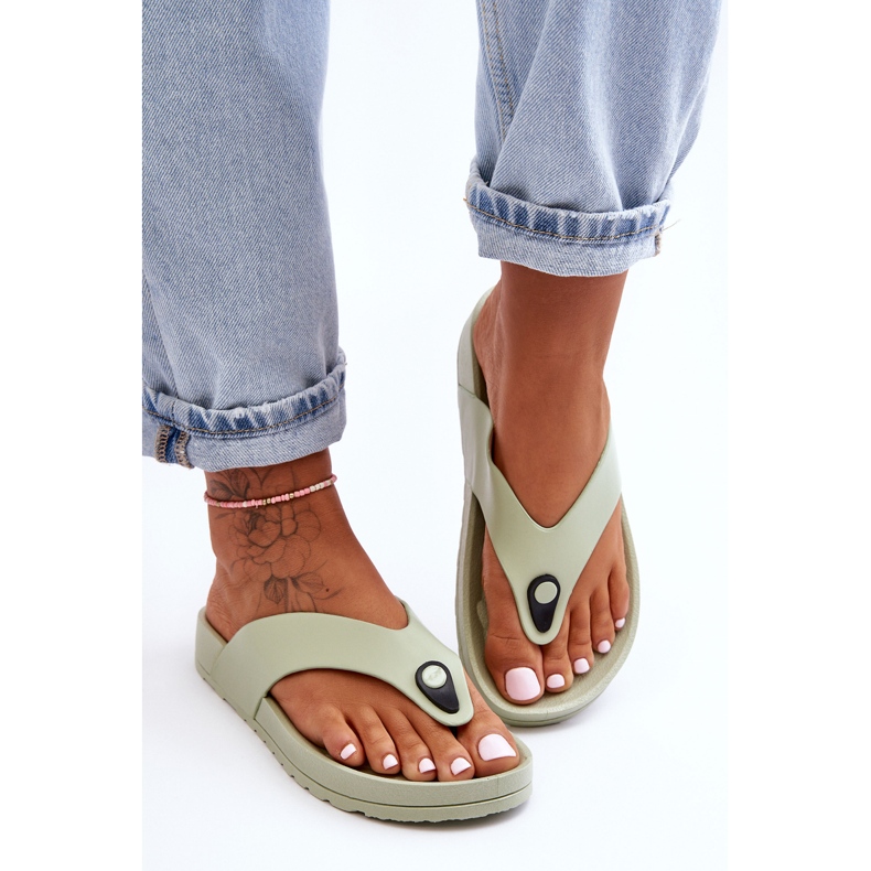 Flip-flops de damă cu platformă, verde Bellitta 1