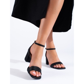 Sandale negre Shelovet cu toc negru 2