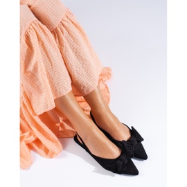 Balerini din piele intoarsa neagra cu fundita de la Shelovet negru 1