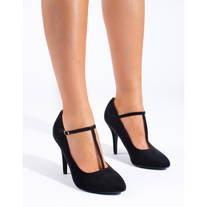Pompe cu toc din piele intoarsa neagra de la Shelovet negru 1 Pompe cu toc din piele intoarsa neagra de la Shelovet negru 1