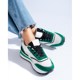 Adidași de damă albi și verzi pe platforma Shelovet 1