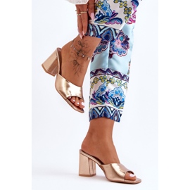 Papuci de damă din piele clasică Rose Gold Loara de aur 2