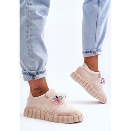 PS1 Pantofi sport la modă cu slip-on, cu decor Bej Desire 1 PS1 Pantofi sport la modă cu slip-on, cu decor Bej Desire 1