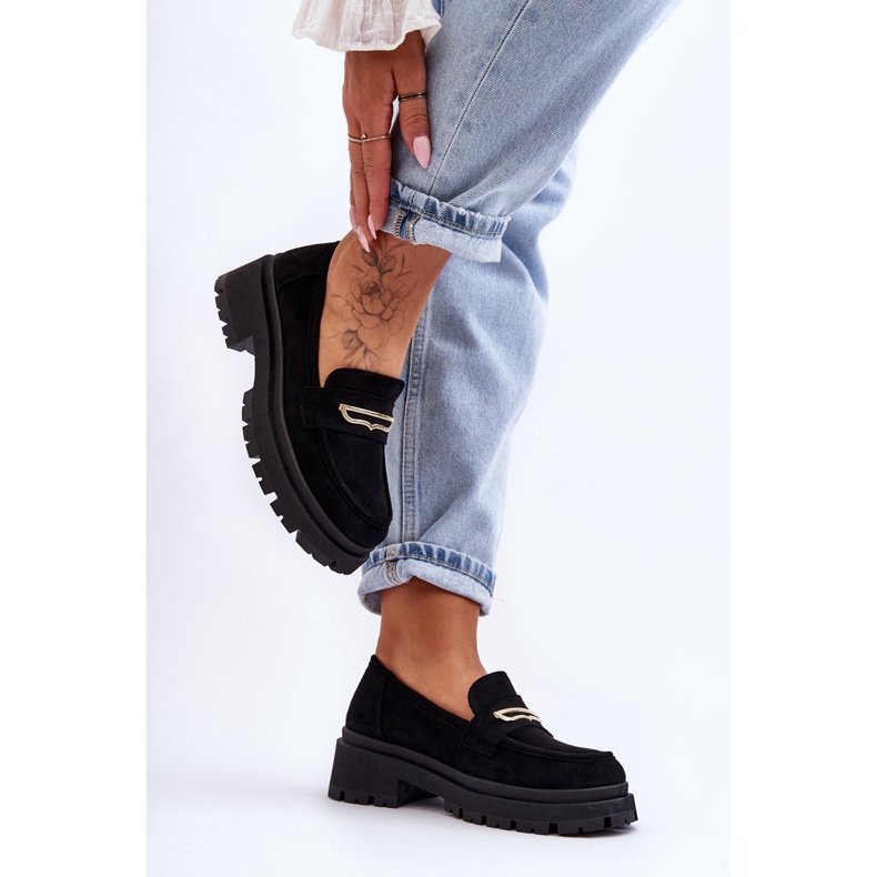 PS1 Mocasini cu slip-on din piele intoarsa pentru dama Negri Pure Love negru 2