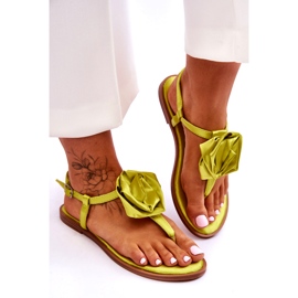 STEPHAN Sandale de damă flip-flop cu un trandafir din stofă, lime verde 3 STEPHAN Sandale de damă flip-flop cu un trandafir din stofă, lime verde 3