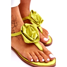 STEPHAN Sandale de damă flip-flop cu un trandafir din stofă, lime verde 5 STEPHAN Sandale de damă flip-flop cu un trandafir din stofă, lime verde 5