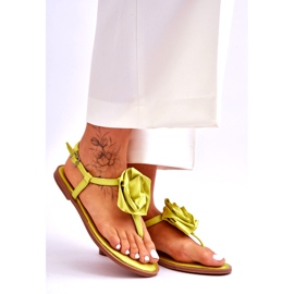 STEPHAN Sandale de damă flip-flop cu un trandafir din stofă, lime verde 6 STEPHAN Sandale de damă flip-flop cu un trandafir din stofă, lime verde 6