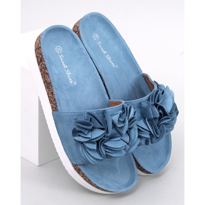 Papuci Rizzo Blue Flower albastru 1