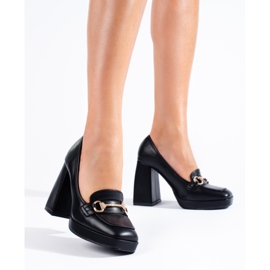 Pompe negru Shelovet cu toc bloc 1 Pompe negru Shelovet cu toc bloc 1