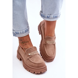 PS1 Mocasini cu slip-on din piele intoarsa de dama Bej inchis Pure Love 2