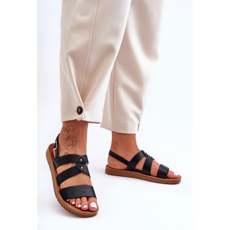 PG1 Sandale strălucitoare pentru femei Catalia negre negru 1