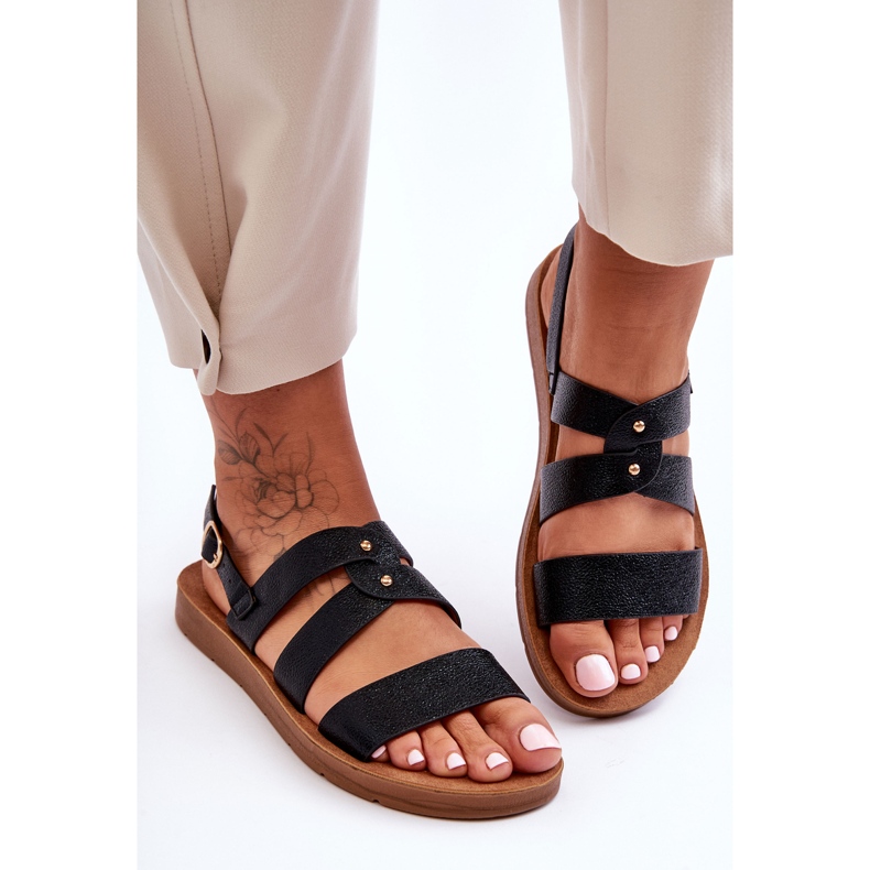 PG1 Sandale strălucitoare pentru femei Catalia negre negru 2