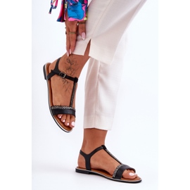 Sandale negre Penna pentru damă, cu zirconiu cubic negru 1 Sandale negre Penna pentru damă, cu zirconiu cubic negru 1