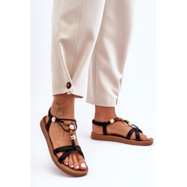 PG1 Sandale de damă cu sclipici negru Midol 2