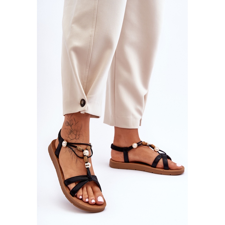 PG1 Sandale de damă cu sclipici negru Midol 2