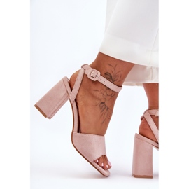 Sandale Harriet din piele intoarsa cu toc inalt roz 2