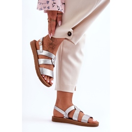 PG1 Sandale de damă cu sclipici, argintii Catalia 2