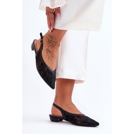 PG1 Balerini cu flori de dama Black Adore negru 2