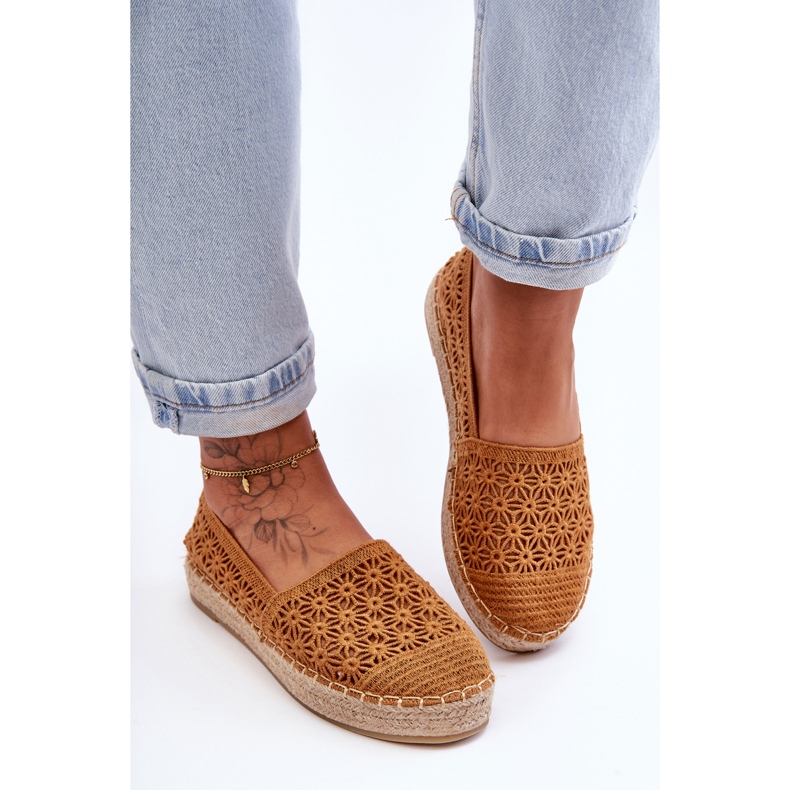 PG1 Espadrile ajurate pentru femei Camel One Lover maro 1