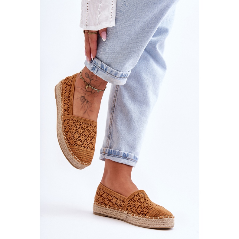 PG1 Espadrile ajurate pentru femei Camel One Lover maro 2