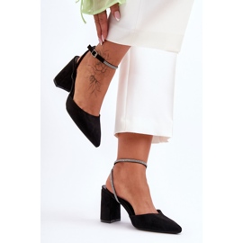 PG1 Pompe din piele intoarsa cu curea decorativa Lirosa neagra negru 2