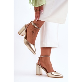 Pompi De Piele Cu Curea Decorativa Lirosa Aurie de aur 1