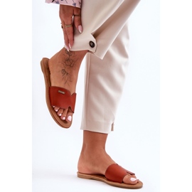 Sandale confortabile de damă cu toc plat, maro Coraline 2