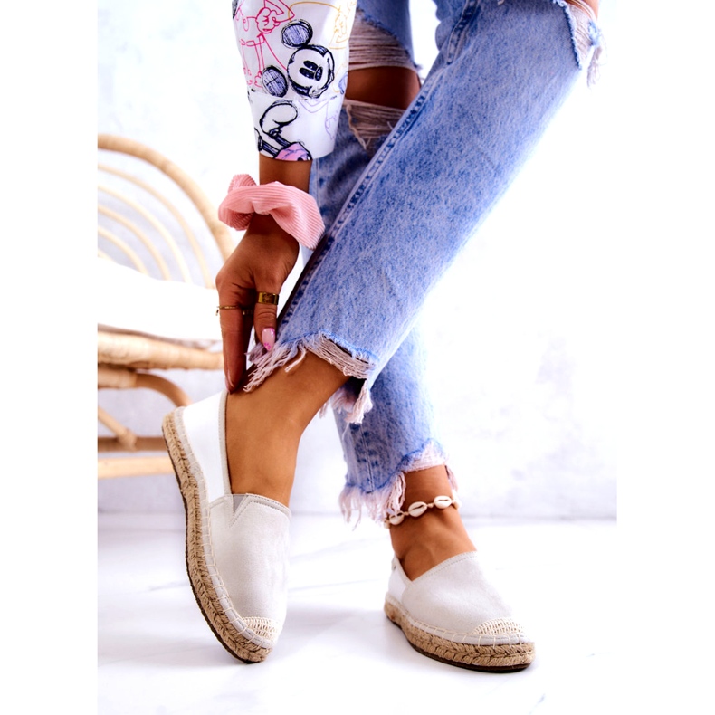 Espadrile clasice de damă Big Star JJ274951 alb și gri 2