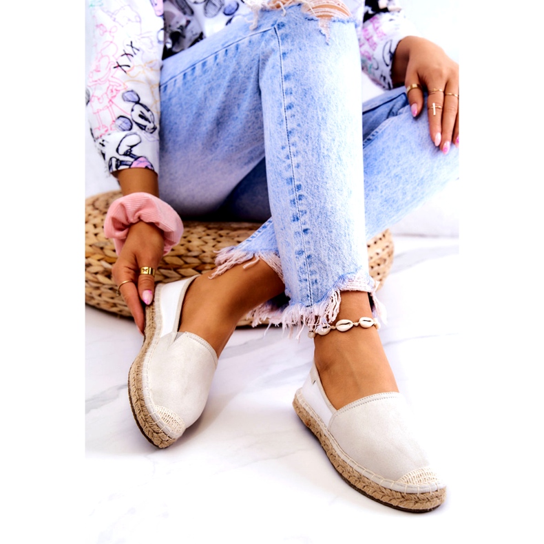 Espadrile clasice de damă Big Star JJ274951 alb și gri 4