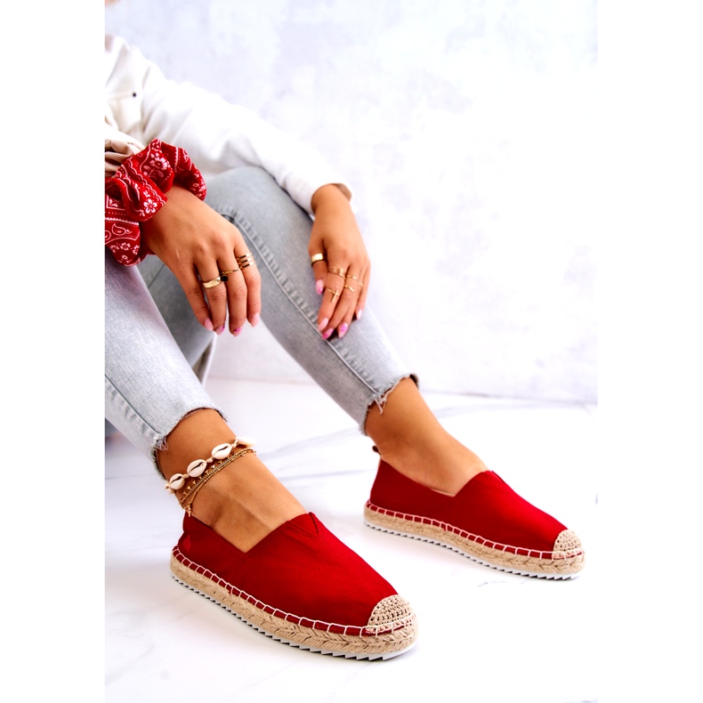 Espadrile roșii pe talpă împletită Big Star HH274494 roșu 5