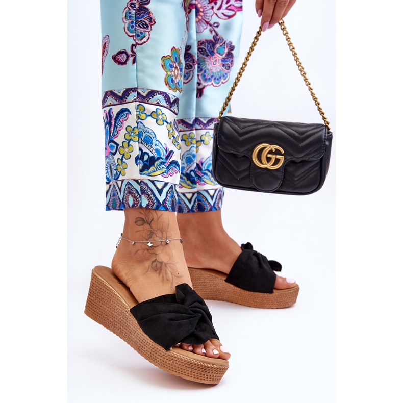 Sandale cu pană damă negru Calama 2