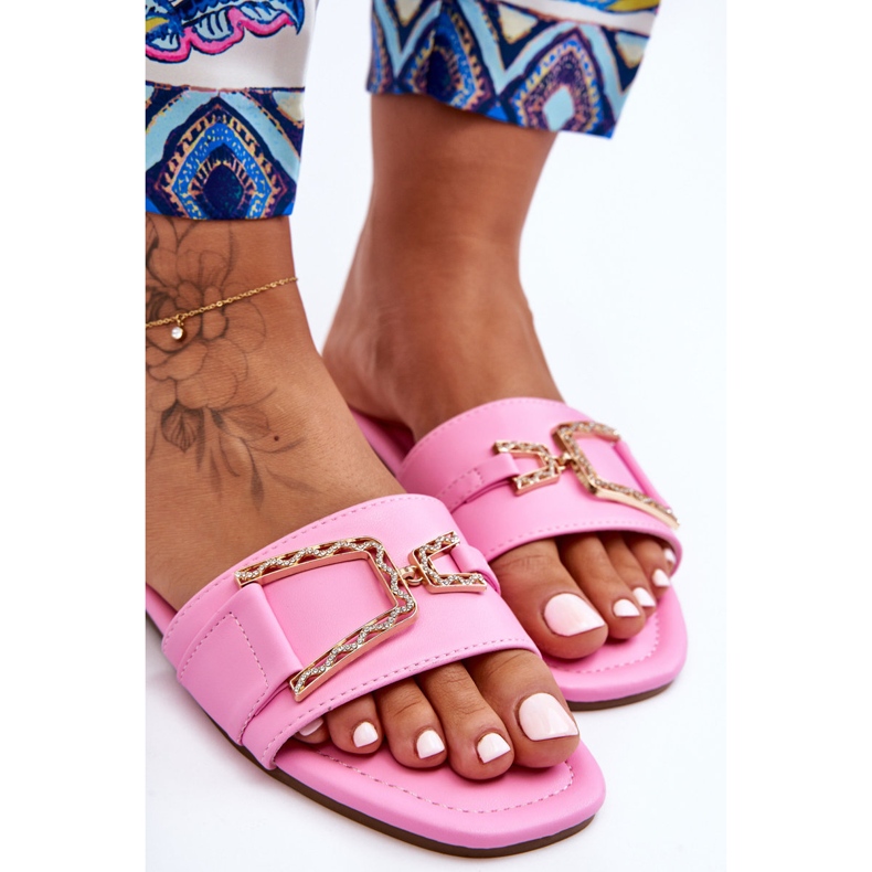 Papuci Clasici De Dama Cu Decor Roz Impresionant 2