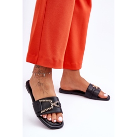 Papuci de damă, clasici, negri, împodobiți impresionante negru 2 Papuci de damă, clasici, negri, împodobiți impresionante negru 2