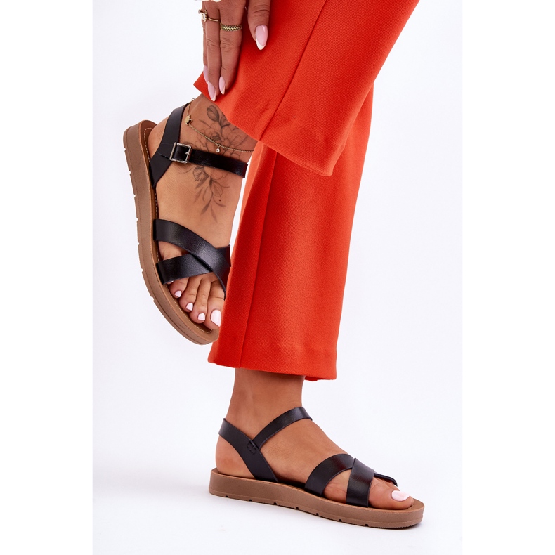 Sandale clasice din piele Talisma pentru femei negru 1