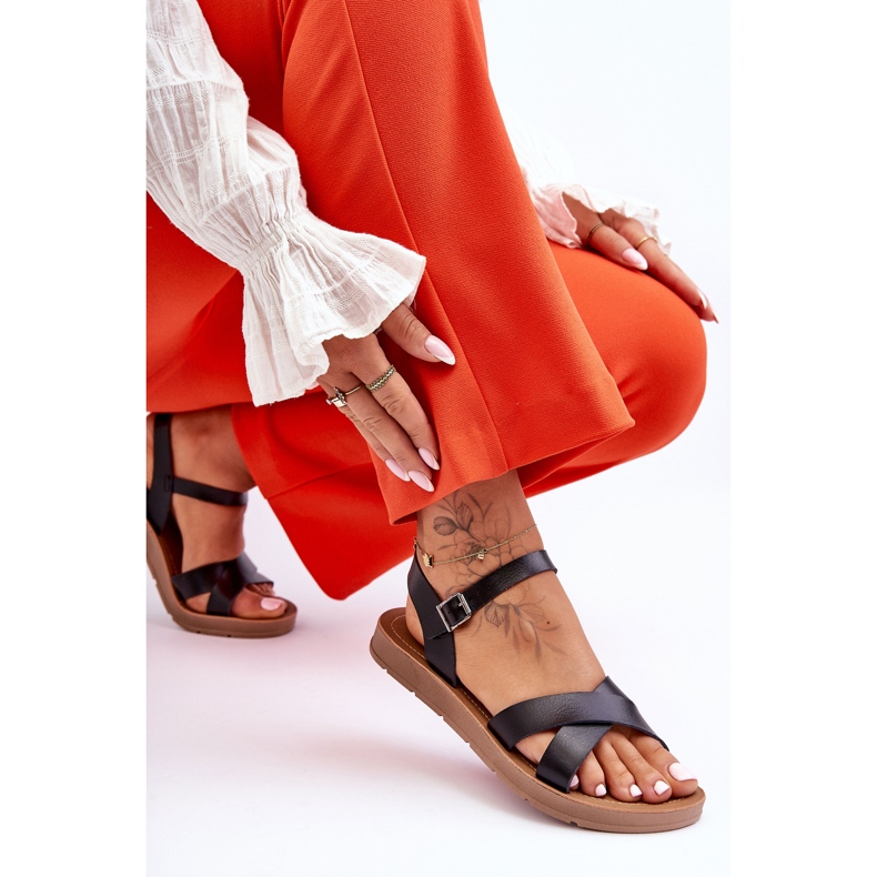 Sandale clasice din piele Talisma pentru femei negru 2