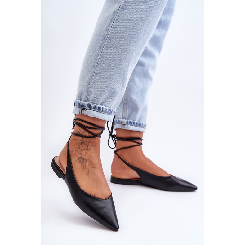 PG1 Balerini cu șireturi de damă negri Lilly Ann negru 1