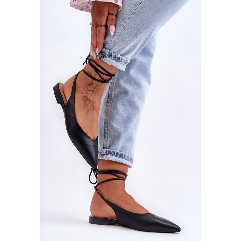 PG1 Balerini cu șireturi de damă negri Lilly Ann negru 2