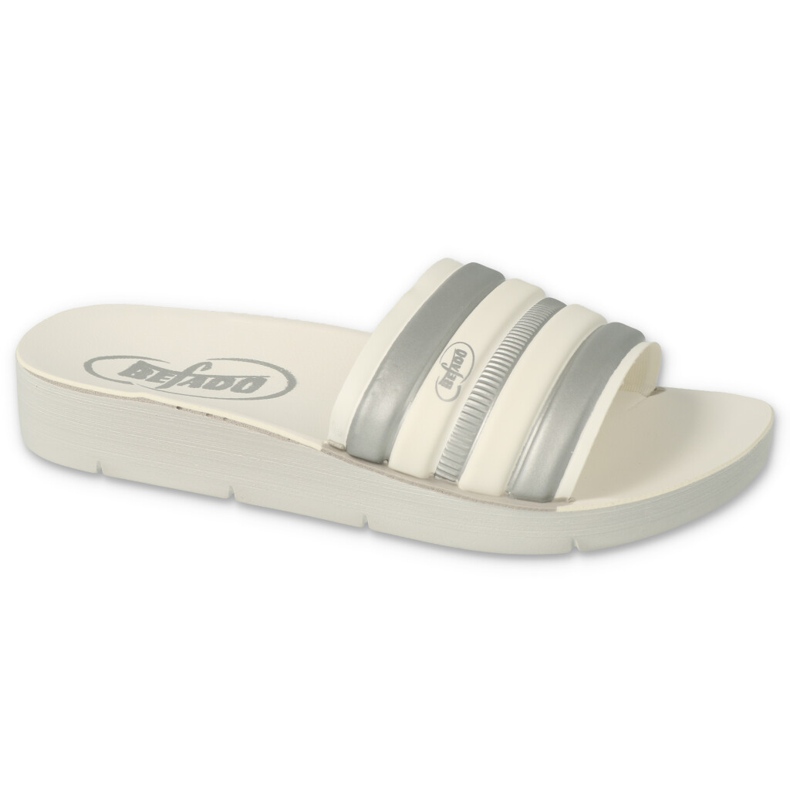 Papuci copii Befado 067Y001 bej cu dungi alb 3